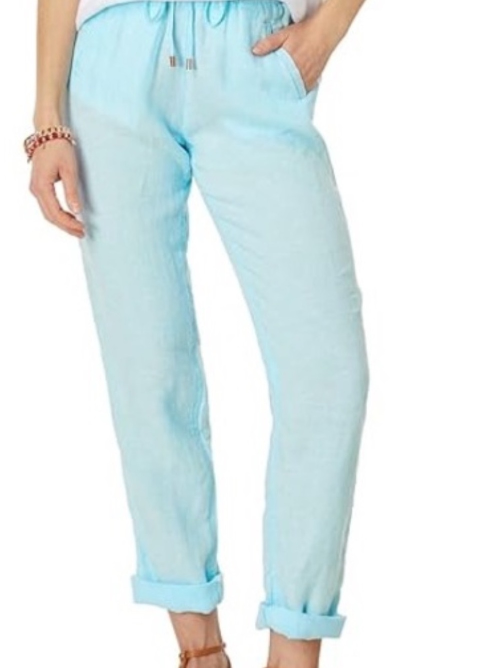 Lilly Pulitzer Taron Light Blue Drawstring Linen Pants Size 10